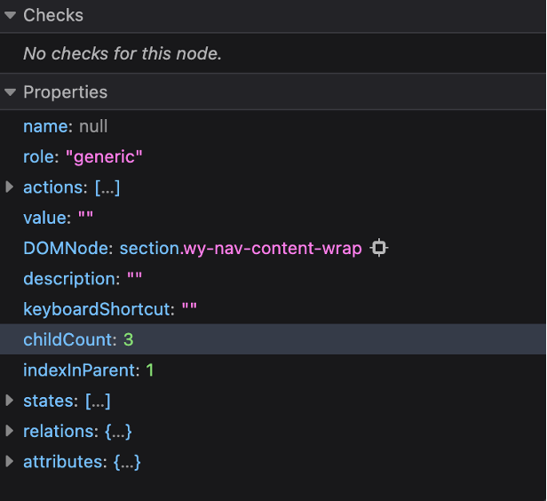 "Firefox's accessibility attributes tab"