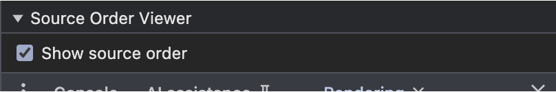 "Checkbox for source order viewer"